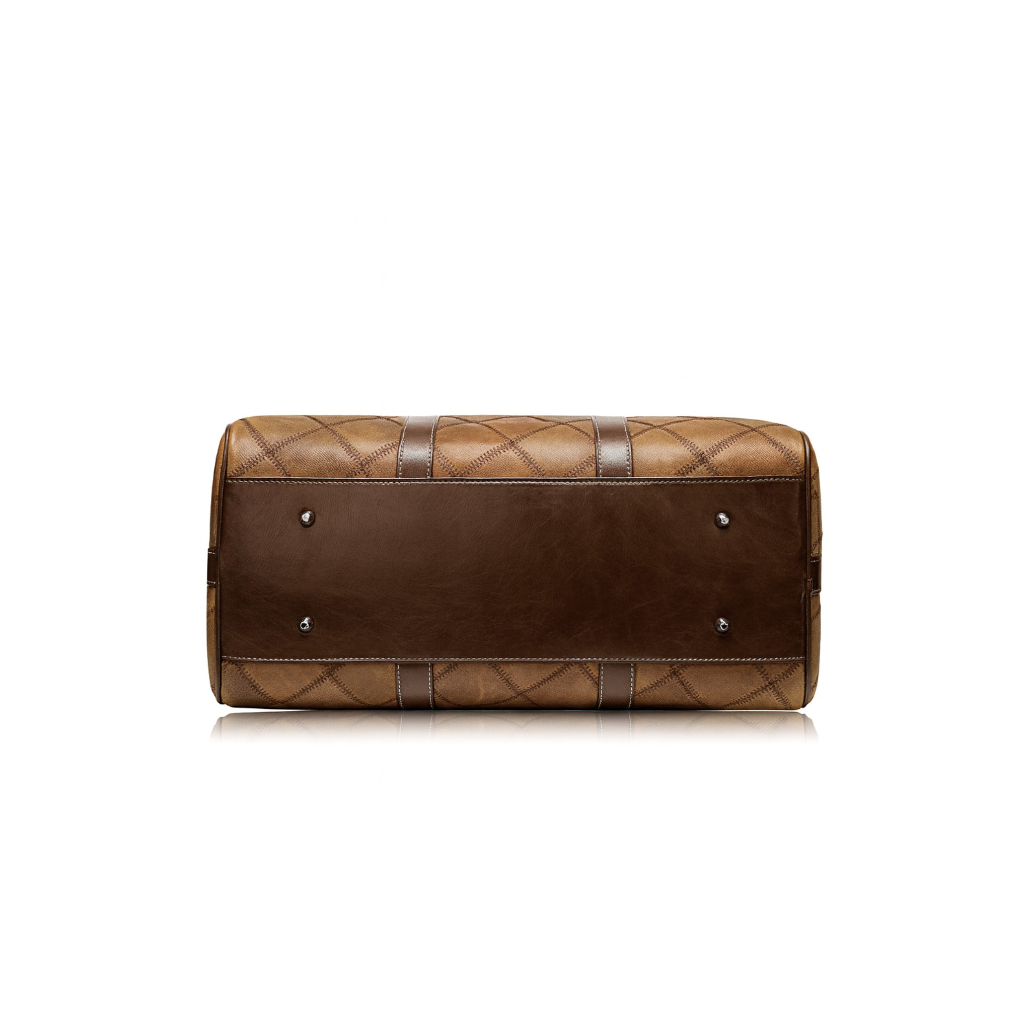 VUOTÍGA brown quilted leather handbag on a white background